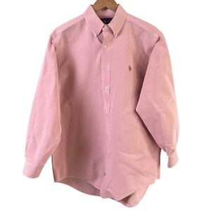 Ralph Lauren Coral Oxford Long Sleeve Button‎ Down 16-34 Shirt Preppy Men's